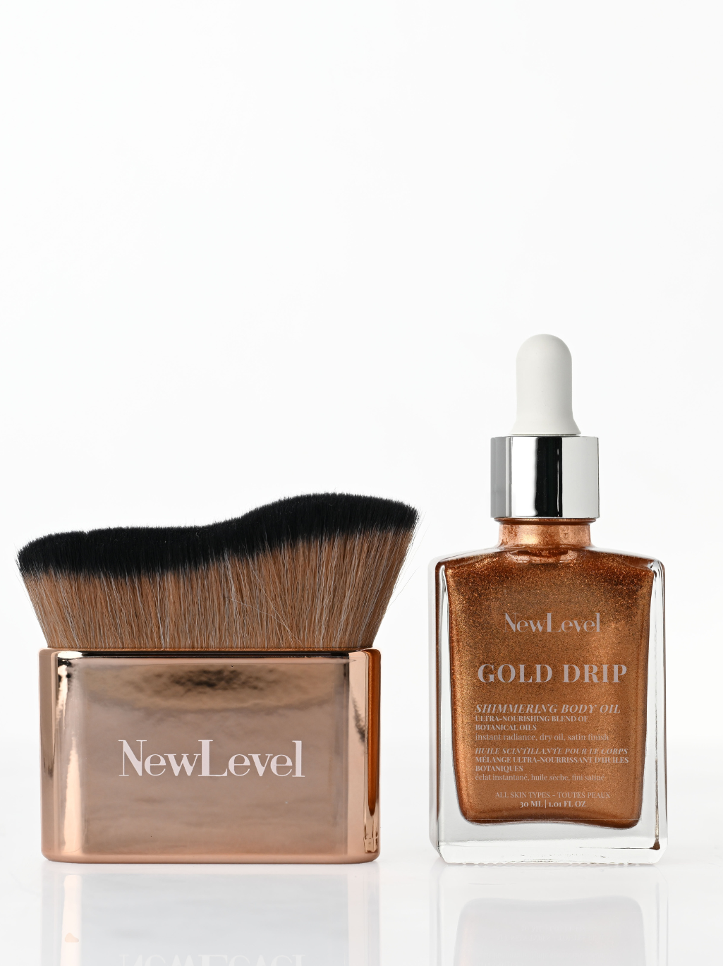 Gold Drip Bronzing Shimmering Body Oil With Body Kabuki Brush - 30ML