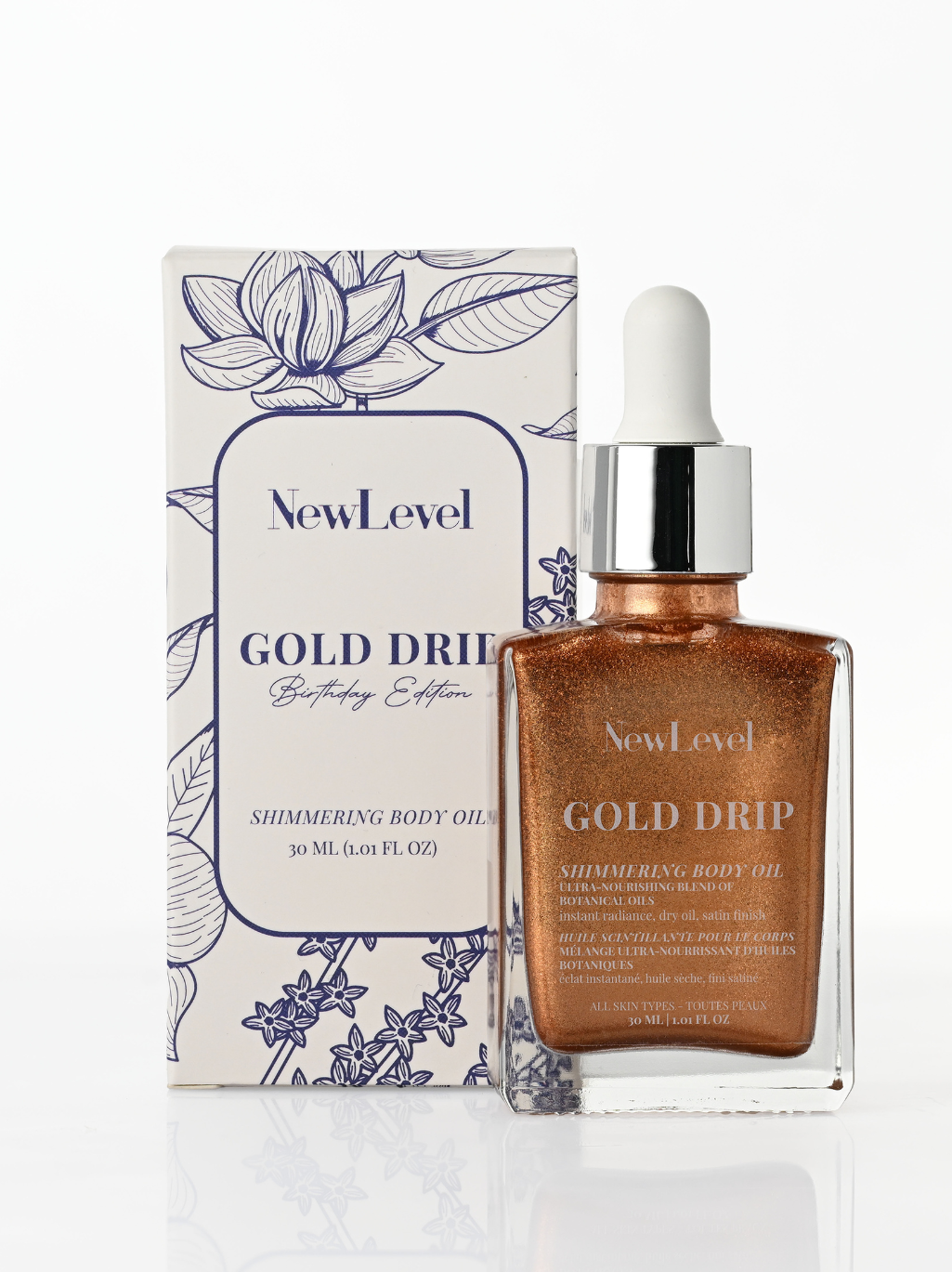 Gold Drip Bronzing Shimmering Body Oil With Body Kabuki Brush - 30ML